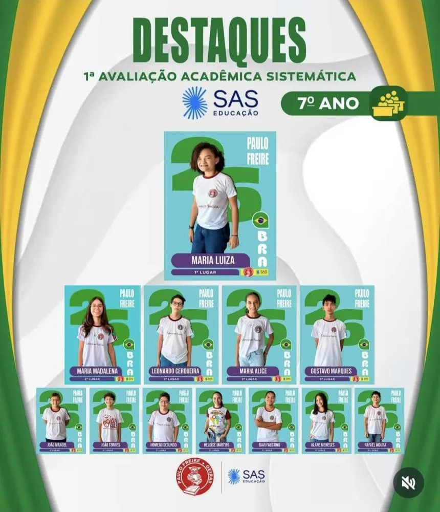Alunos do Colégio Paulo Freire alcançam destaque em avaliação do SAS — imagem 2
