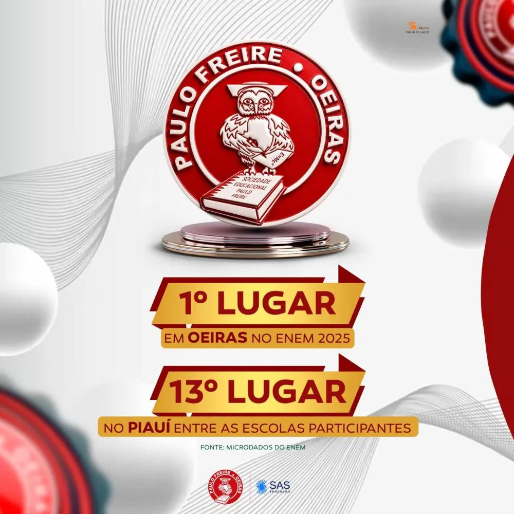 Paulo Freire alcança 1º lugar entre as escolas particulares de Oeiras e 13ª posição no Piauí no ENEM 2025 — imagem 2