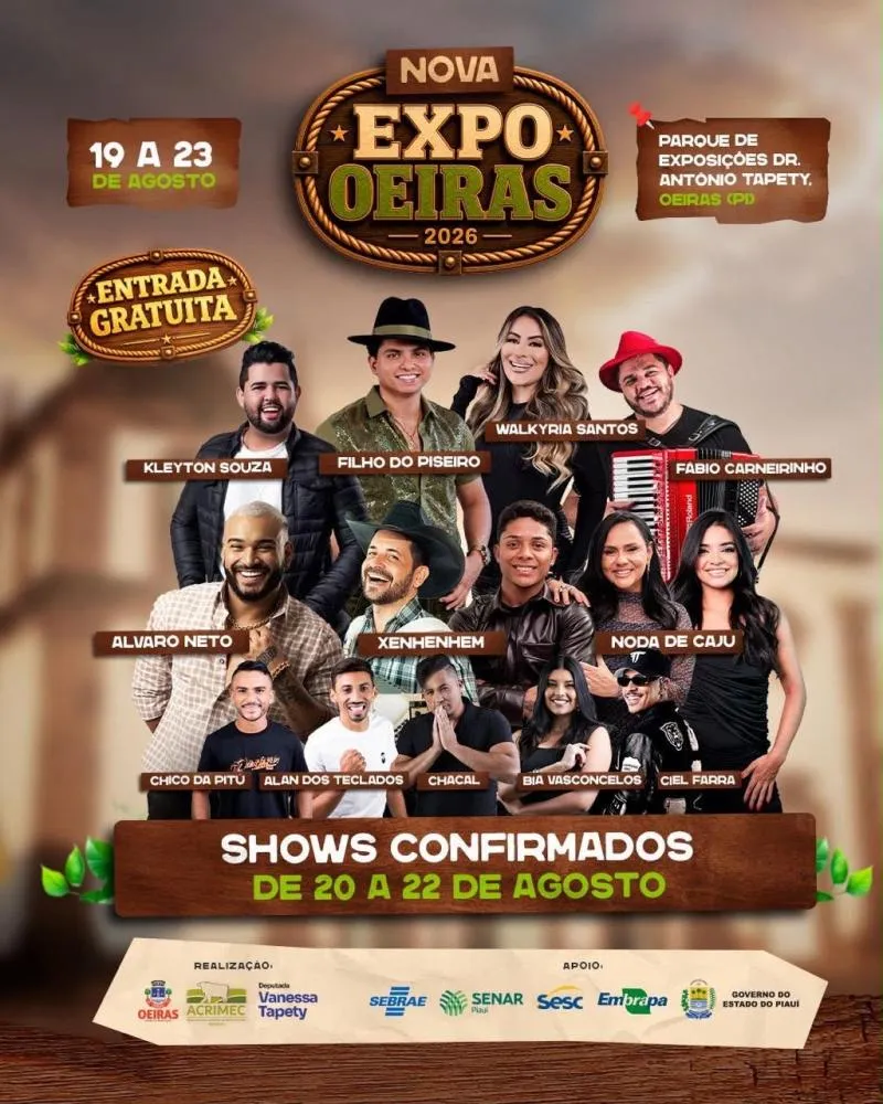 Nova Expo Oeiras 2026 acontece de 19 a 23 de agosto no Parque de Exposições Dr. Antônio Tapety — imagem 1
