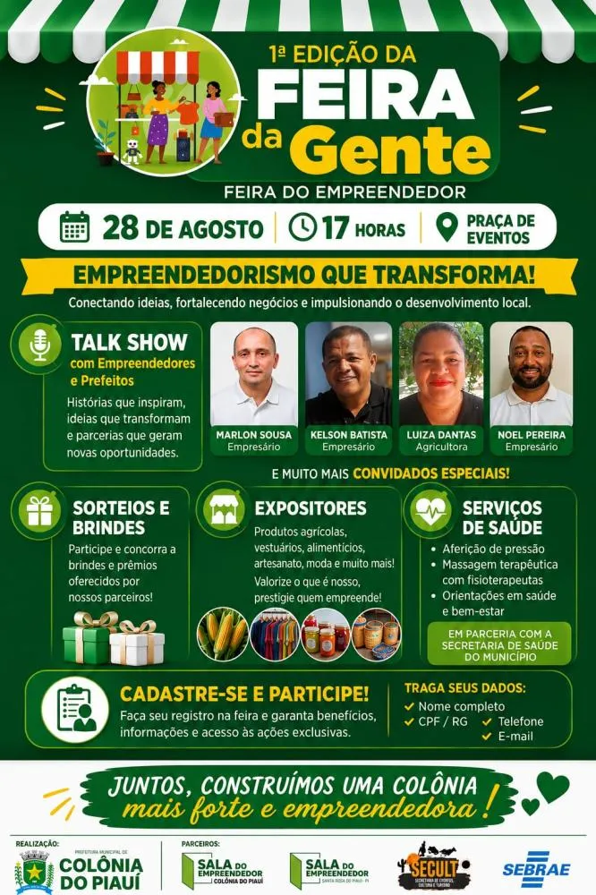 Colônia do Piauí realiza nesta sexta-feira a 1ª Feira da Gente com empreendedorismo, negócios e serviços — imagem 1
