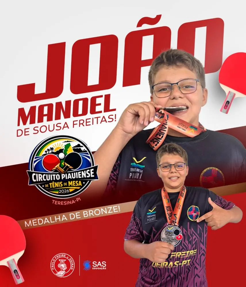 Aluno da Sociedade Educacional Paulo Freire conquista bronze no Circuito Piauiense de Tênis de Mesa — imagem 1