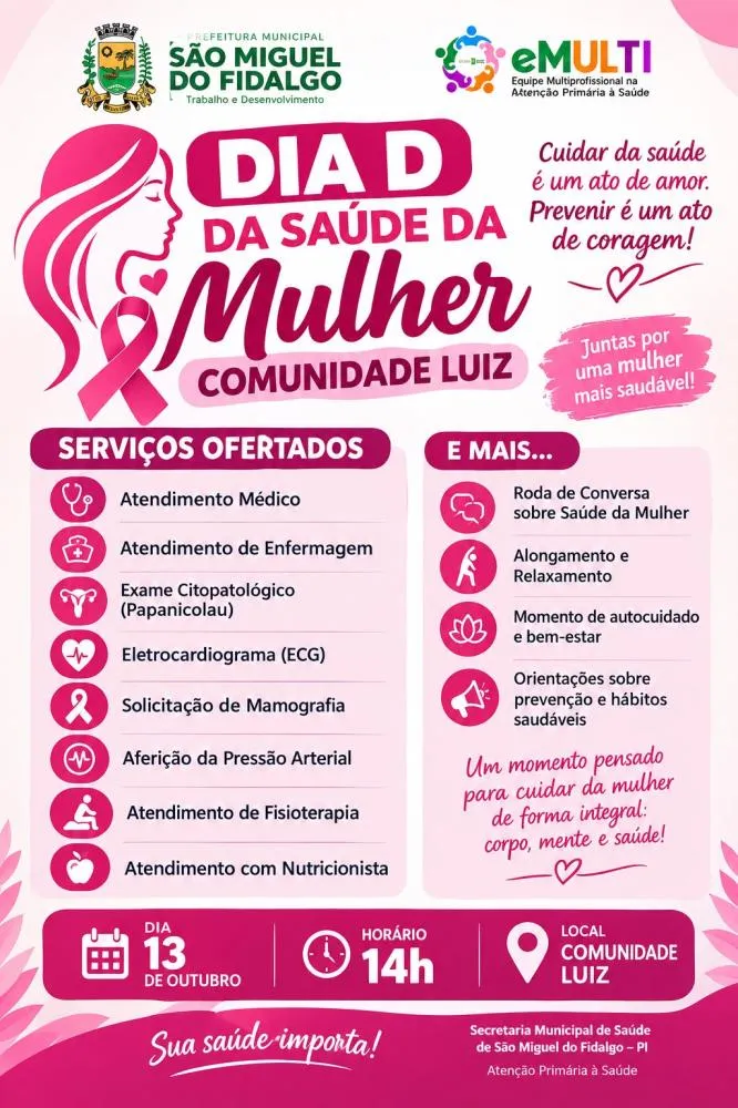 São Miguel do Fidalgo promove Dia D da Saúde da Mulher na Comunidade Luiz — imagem 1