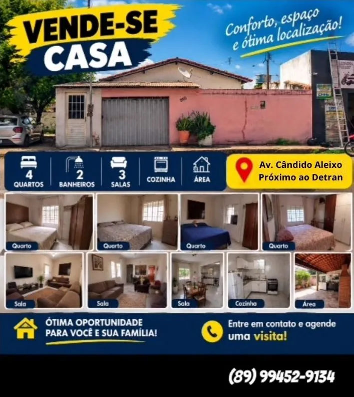 Casa à venda com quatro quartos e três salas na Avenida Cândido Aleixo, em Oeiras — imagem 1